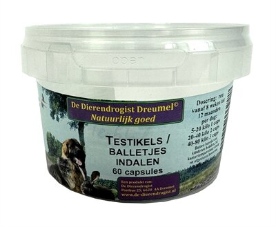 Dierendrogist testikels indalen capsules