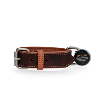 Spotted! Pro Leren Halsband Bruin,Cognac,Grijs en Zwart 3 x 45cm