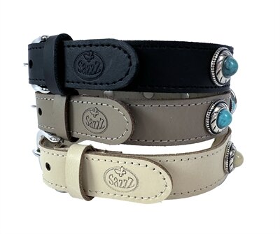 Sazzz halsband hond adventure stone classic leer zwart