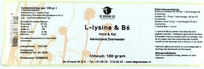 De groene os l-lysine / b6 hond / kat