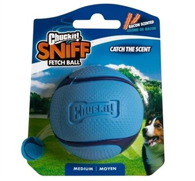 Chuckit sniff fetch bal bacon geur blauw