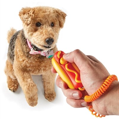 Brightkins smarty pooch training clicker hotdog